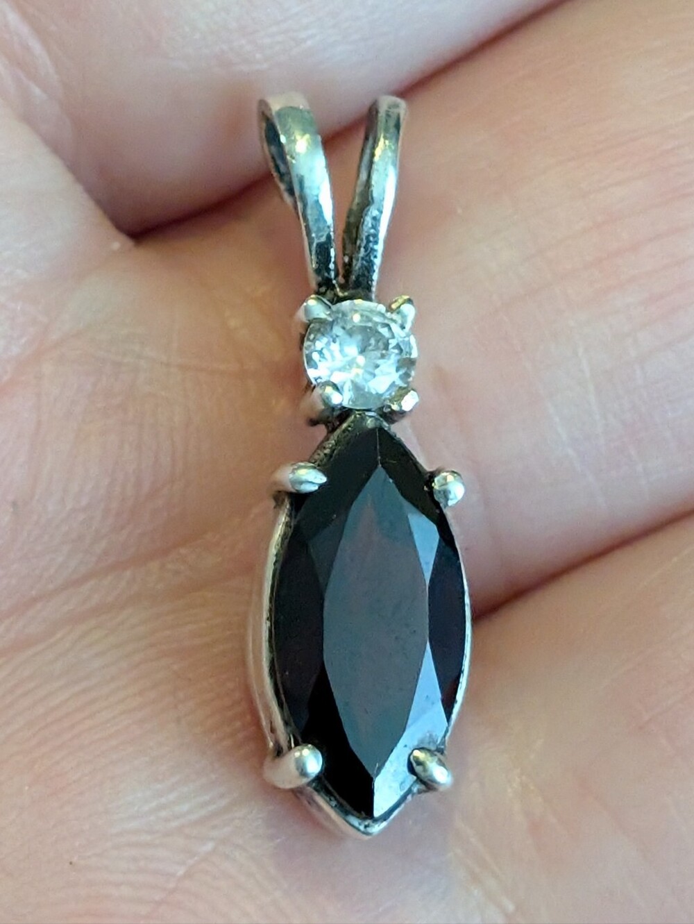 Vintage Marquis Cut Mozambique Garnet, 925 Sterling Silver Pendant